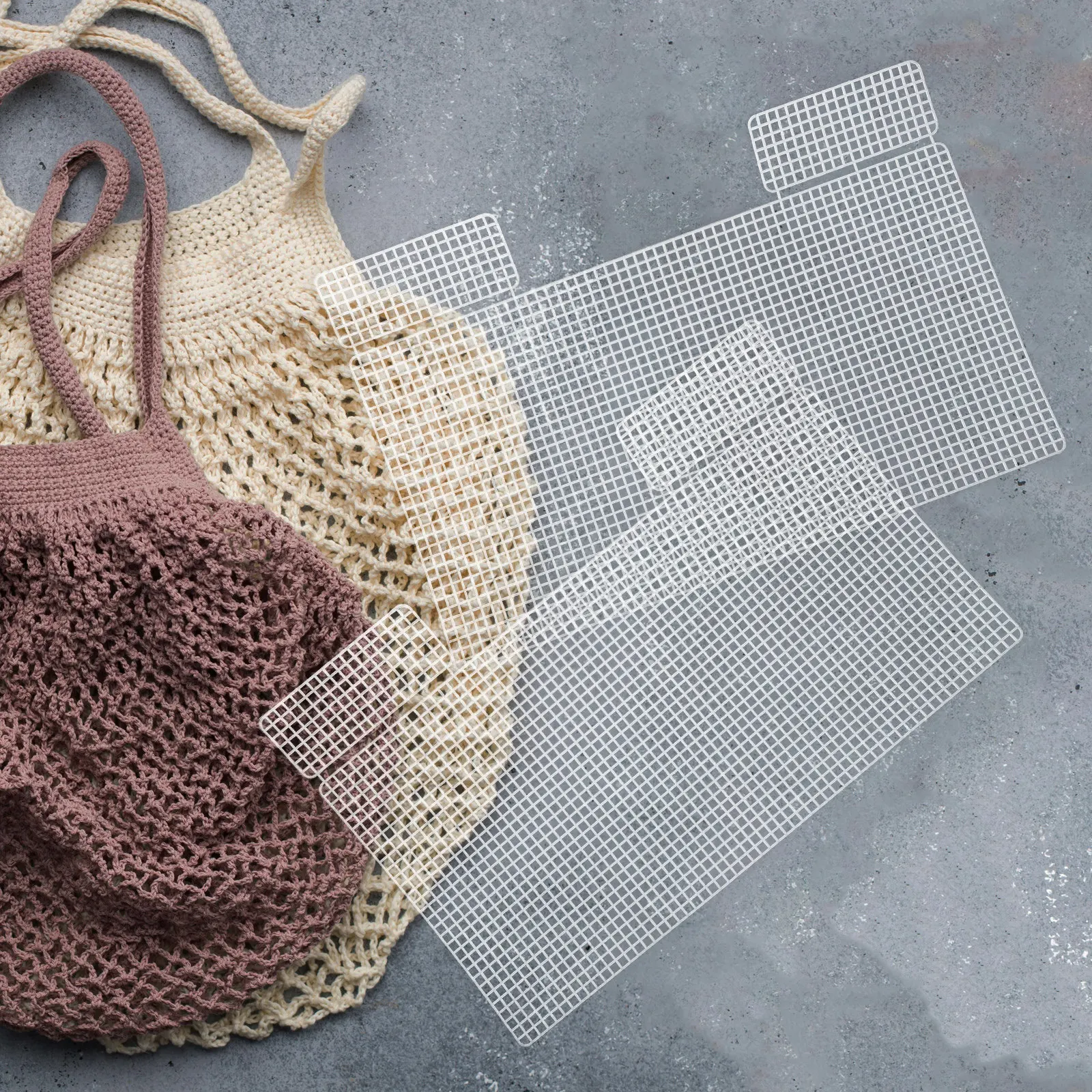 

4Pcs Plastic Mesh Sheets Thick DIY Crochet Bag Making Small Hole Mesh Fabric Craft Materials for Handcraft Weaving Bags