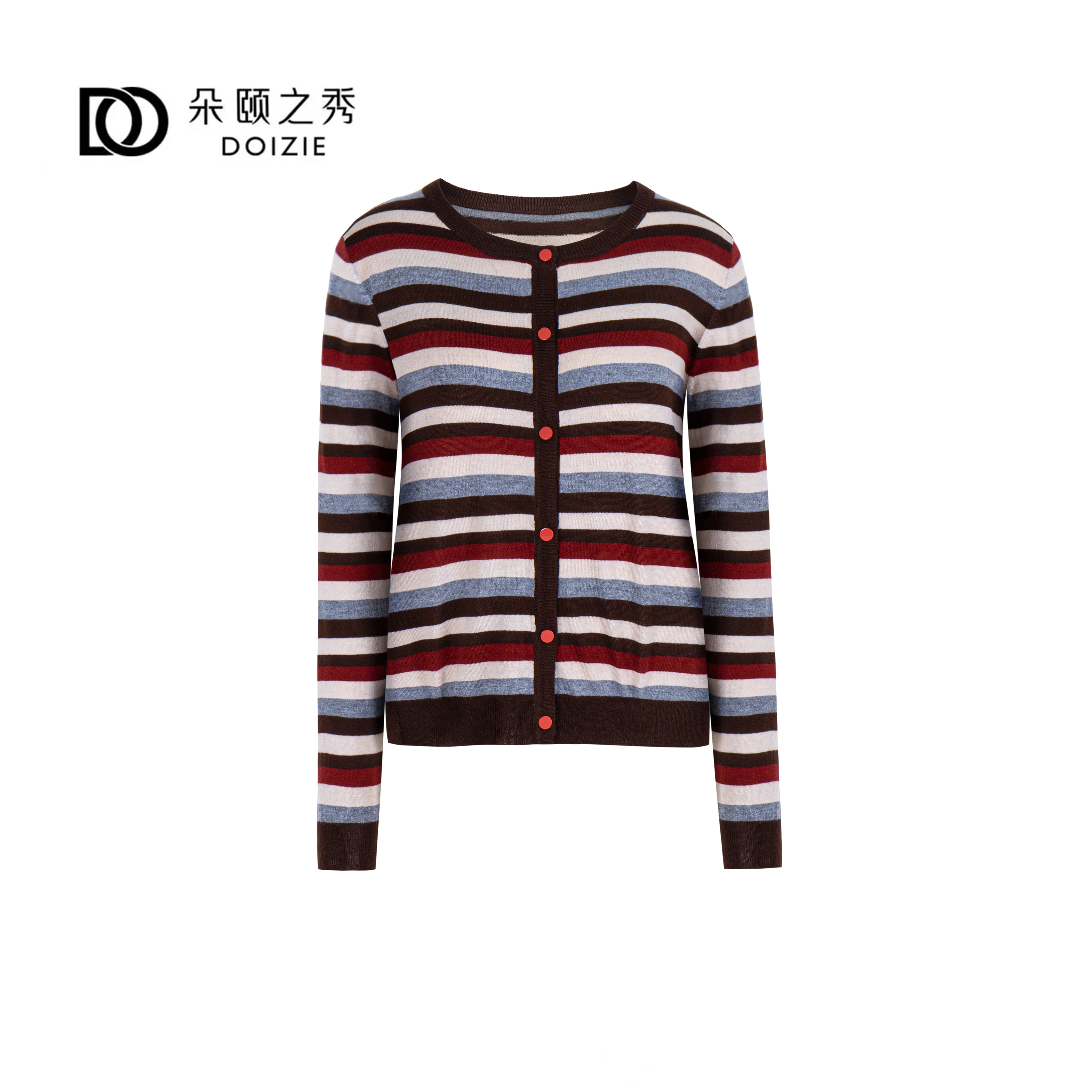 

2024 New Small V-neck Knitted Cardigan Sweater Jacket Women Autumn and Winter Contrast Color Long Sleeve