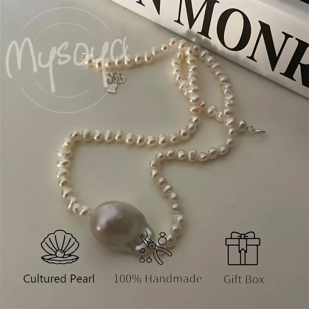

MYSOYA White Baroque Freshwater Pearl Necklace 5-6mm & 10-12mm Gift Boxes for Her/Him, for Birthdays/Weddings/Valentine's Day