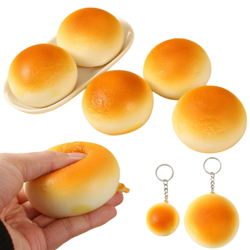 

PU Simulated Golden Bread Food Model Stress Relief Squeeze Toy Lifelike Steamed Buns Model Kids Play House Toy