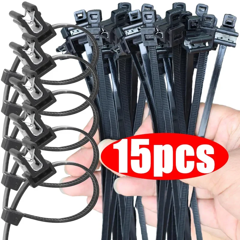 Fixed Ties Detachable Plastic Straps 5*200MM Self-locking Strap Retractable Black Reusable 5/10/15PCS