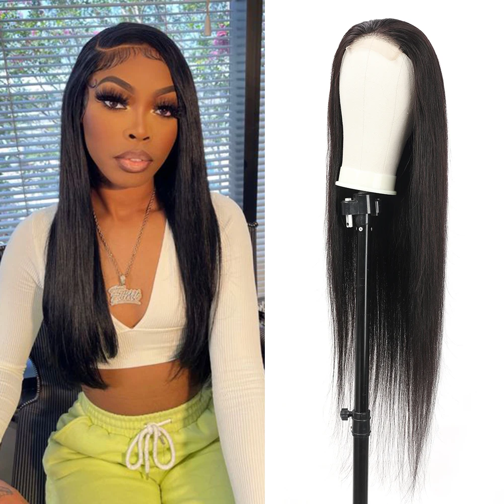 

4x4 прямые парики с кружевной застежкой, свободный стиль, предварительно выщипанные, плотность 180%, человеческие волосы, кружевные фронтальные парики для женщин, естественный вид, дышащие