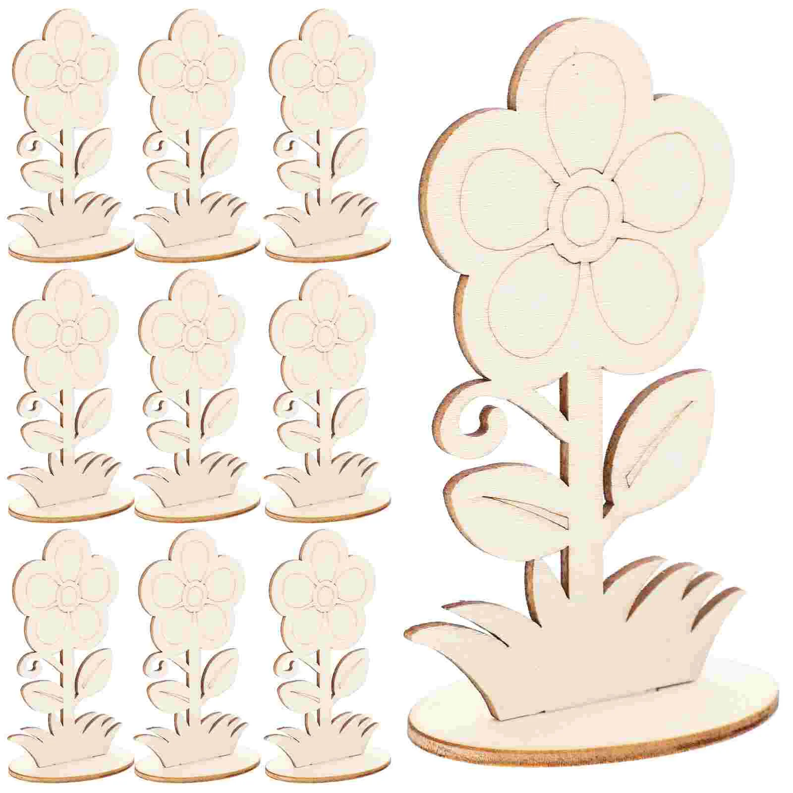 

12 Pcs Floral Wire Painted Flower Ornaments Decoration Wooden Flowers Unfinished Vines for