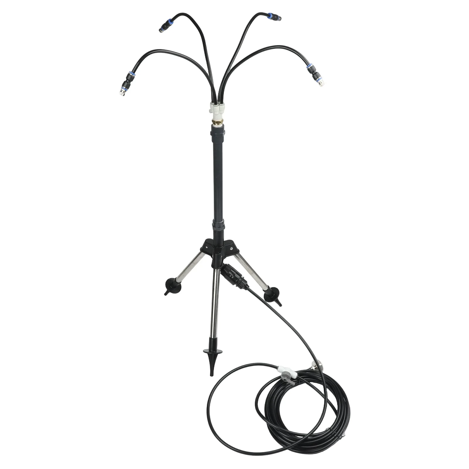 Portable Outdoor Misting System Adjustable Height with 360 Degree Flexible Tubes for Patio Pool Garden Cooling Needs