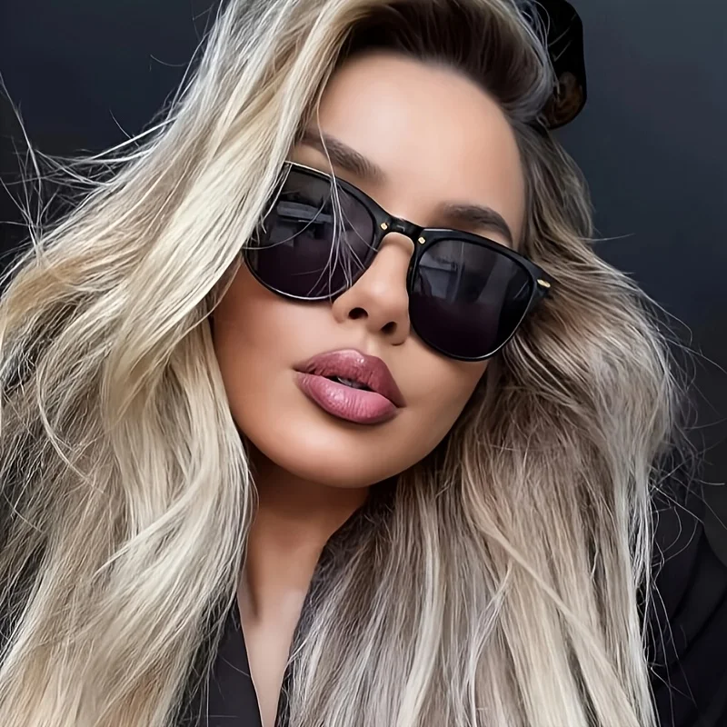 Protective Glasses Fashion Square Sunglasses Women Cat Eye Brand Desgin Sun Glasses Black Rivet Female Shades Eyeglasses UV400 image 2