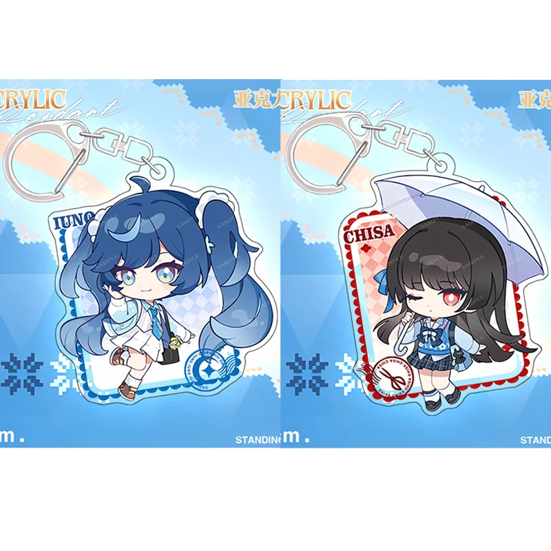 Game Wuthering Waves Cosplay Costume Anime Key Chain Keychains Accessories Figure Iuno CHISA GALBRENA Cartoon Q-version Pendants