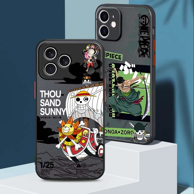 

One Piece Luxury Luffy Cute Phone Case For Apple iPhone 17 Air 16 15 14 13 12 11 XS X Pro Max Plus Frosted Translucent
