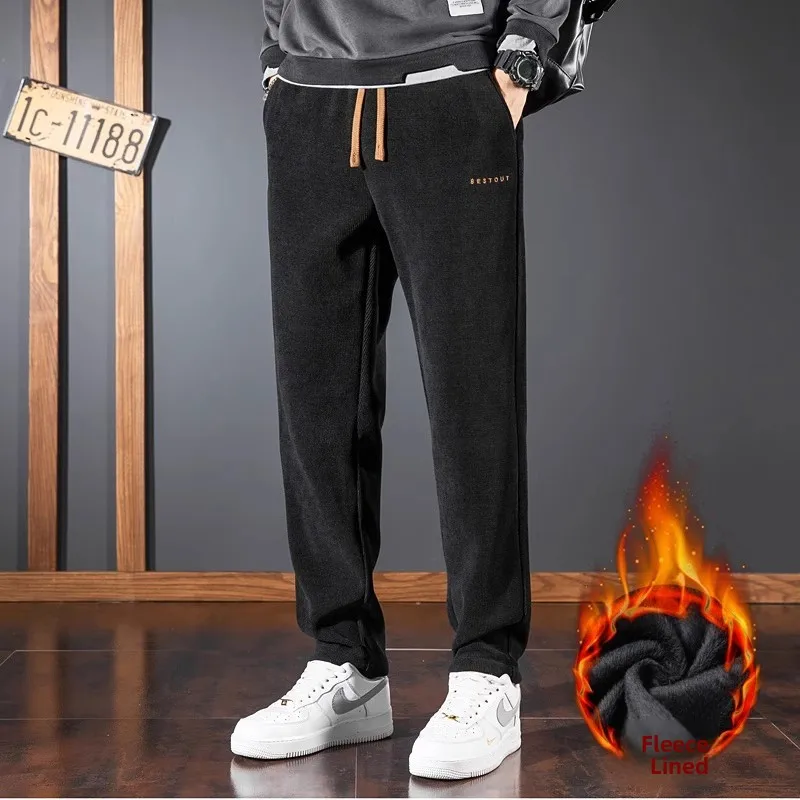 Thiened Fce Corduroy Pants Men's Autumn Winter Casual Sports Long Trousers Warm Loose Versatile Thiened for Work Wear