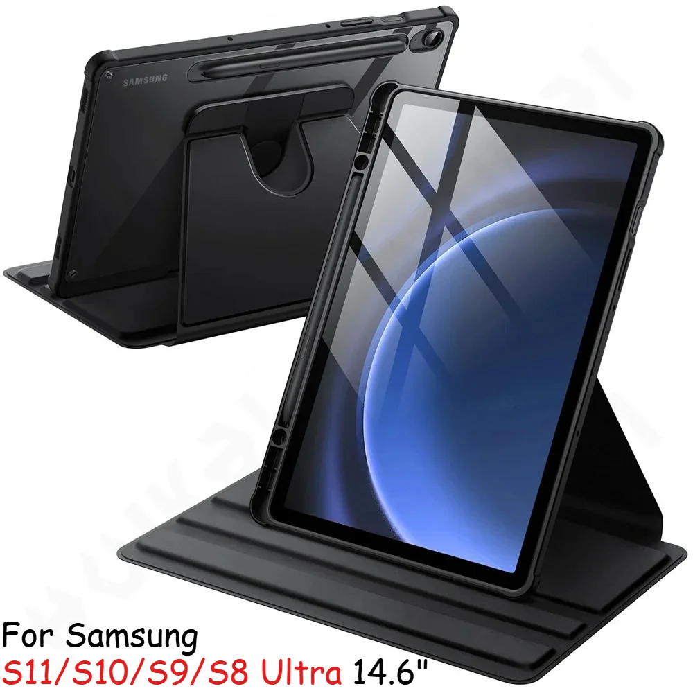 

360° Degree Rotating Case for 2025 Samsung Galaxy Tab S11 Ultra S10 Lite S9 FE S8 10.9 13.1 14.6" with Pen Holder PU Stand Cover