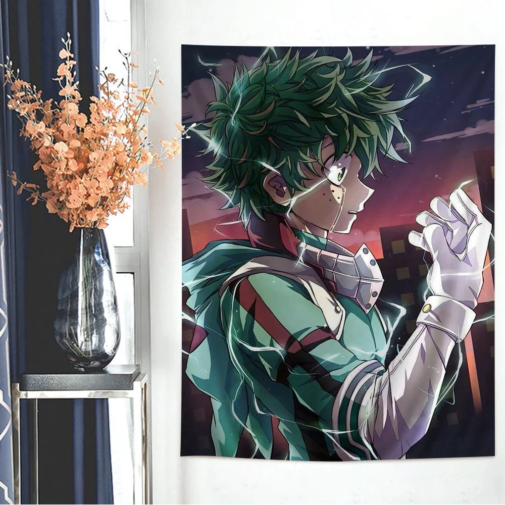 My Hero Academia Midoriya Izuku Anime Tapestry Hippie Flower Wall Carpets Dorm Decor Wall Hanging Home Decor