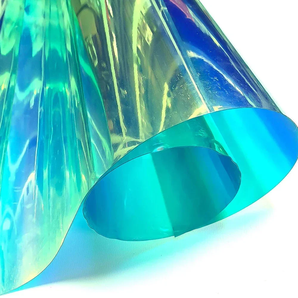 Holographic PVC Fabric for DIY Crafts, Reflective Multicolor Film, Clear Transparent Material, Ideal for Bags, Stationery