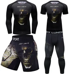 Mężczyźni MMA T shirt + zestaw spodni boks Muay Thai szorty MMA Rashguard kickboxing koszulki Boxeo dresy sportowe Jiu Jitsu Bjj Gi T-shirt