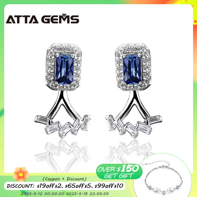 

Серьги-гвоздики из серебра 925 пробы с синим сапфиром