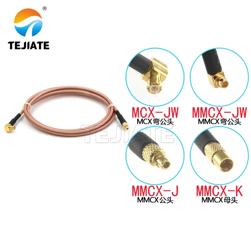 150PCS MCX bent male to MMCX adapter wire MCX-JW to MMCX male to female connector wire RG316