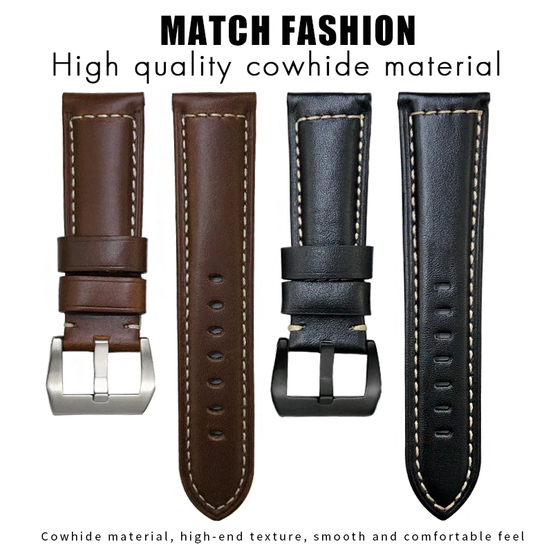 24mm 26mm Genuine Leather Watchband for Panerai PAM LUMINOR 1950 PAM00359 00510 441 Replacement Cowhide Watch Strap Tools Mens