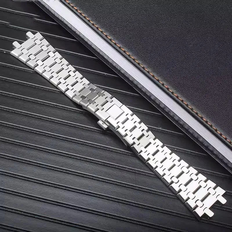 Watch strap For Ap 41mm Royal Oak Series 15400 15500 Concave-Convex Accessories Men's Silvery Solid Steel Watchbands 26mm