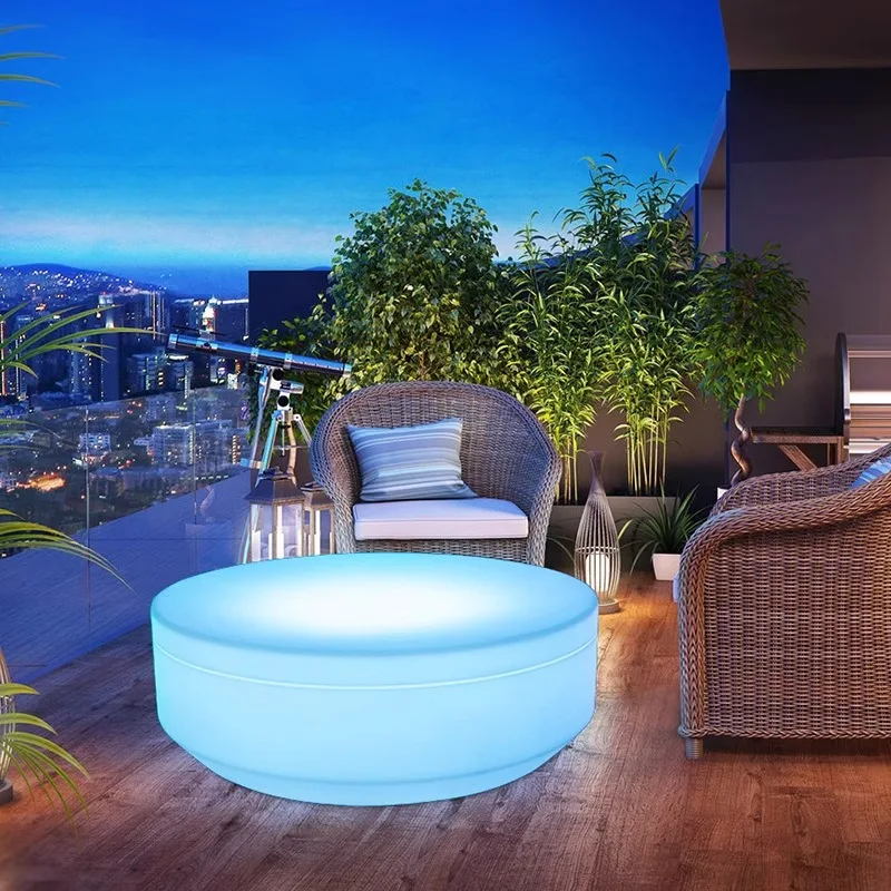 Luminous round coffee table, courtyard, terrace, outdoor bar, sofa, simple wind luminous