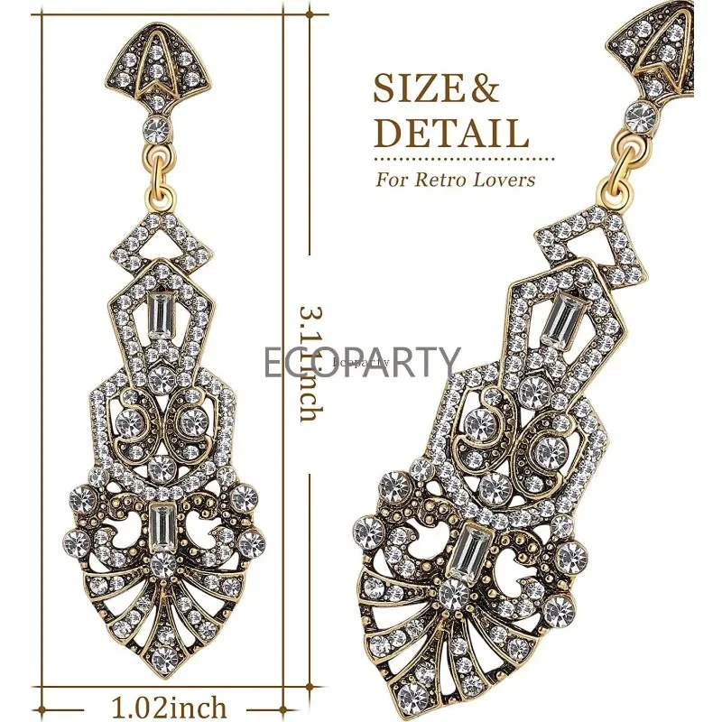 1920s Flapper Earrings Roaring 20s Great Gatsby Rhinestone Earrings Aretes De Mujer Luxury Jewelry Lesbian Earrings for women