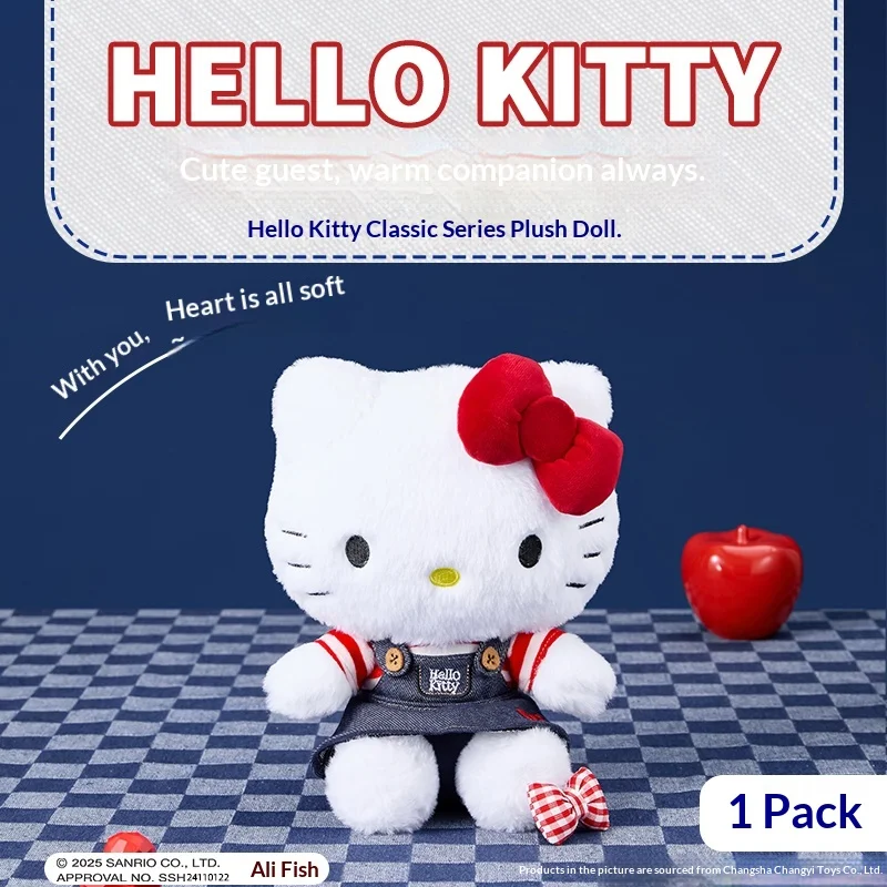 

MINISO Sanrio Hello Kitty Classic Plush Toy Soft Stuffed Animal Doll Cute Kawaii Cartoon Character Gift for Girls Collection