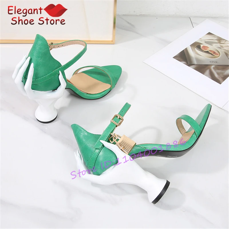 

Women's Strange Heel Sandals Open Toe Hand Shaped Heel Ankle Strap High Heels Novelty Designed Sexy Ladies Party Shoes