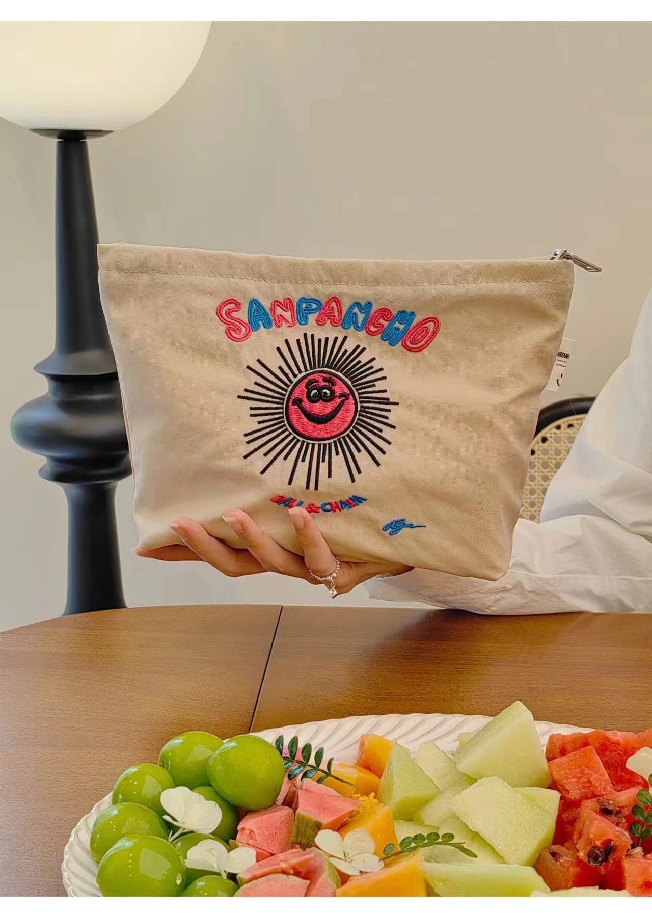 Geborduurde waterdichte make-uptas draagbaar