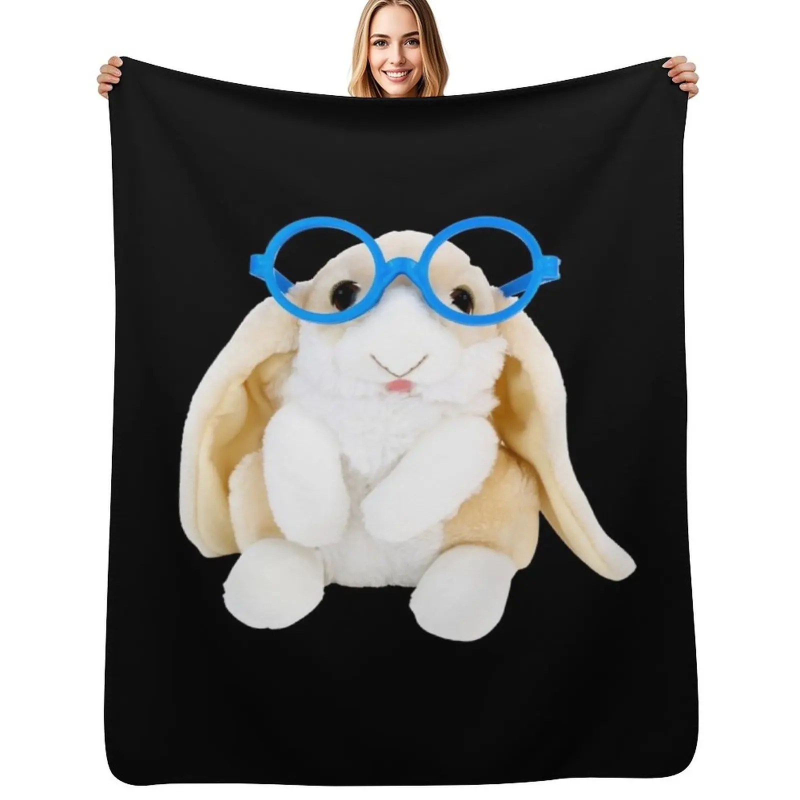 

bunny with glasses Throw Blanket Decorative Sofas Decoratives Loose Sofas Blankets