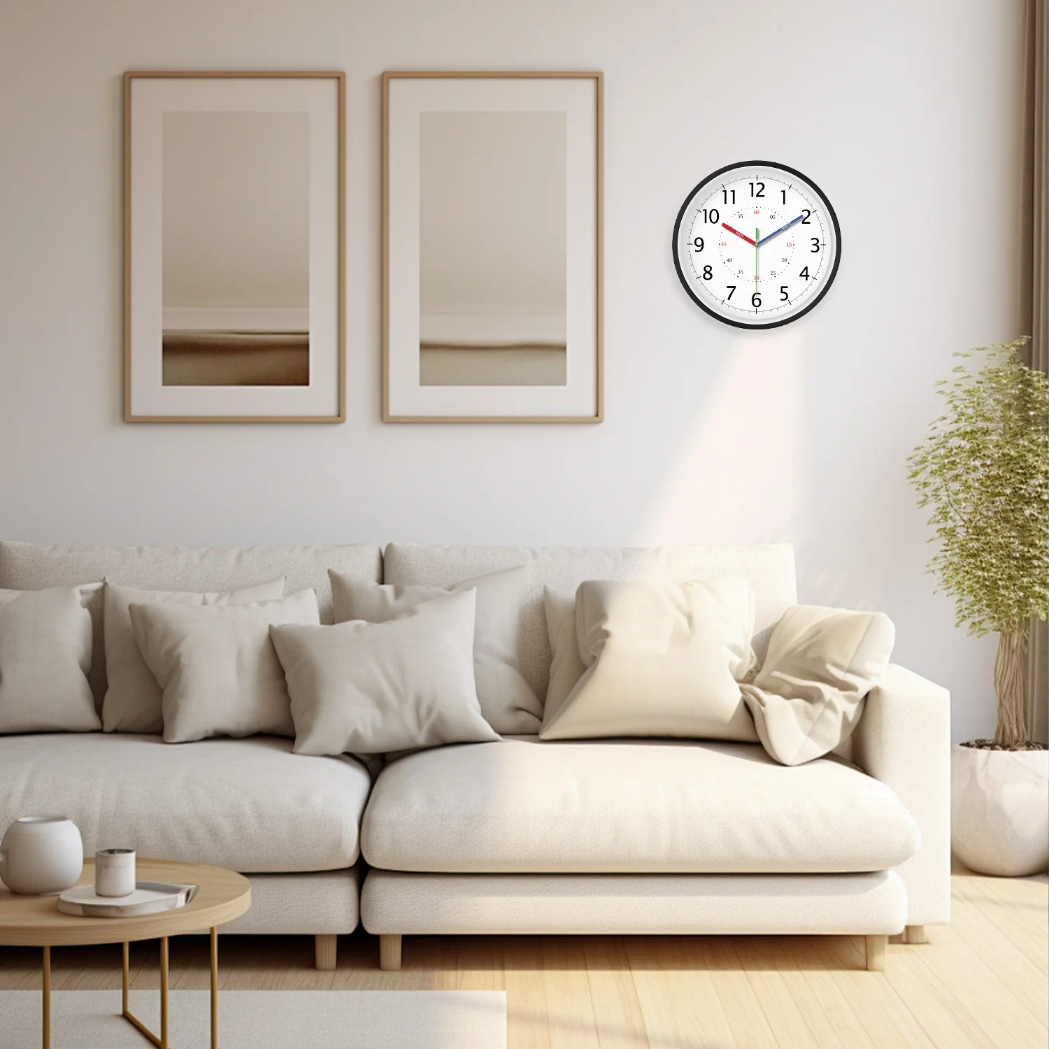 8inch Modern Simple Pattern Plastic Glass Wall Clock Living Room Bedroom Kitchen Home Decoration Wall Clock Silent Quartz Clock Holiday Gift (No Battery)