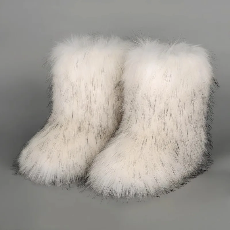 Y2K Kids Boots Winter Shoes New Faux Fur Toddler Girl Boots Fashion Colorful Fur Children Ankle Snow Boots Warm Shoes Girls