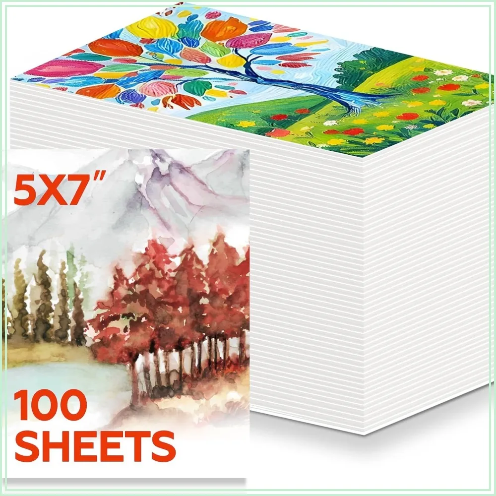 Premium 100 Sheets 5x7 Watercolor Paper Pack