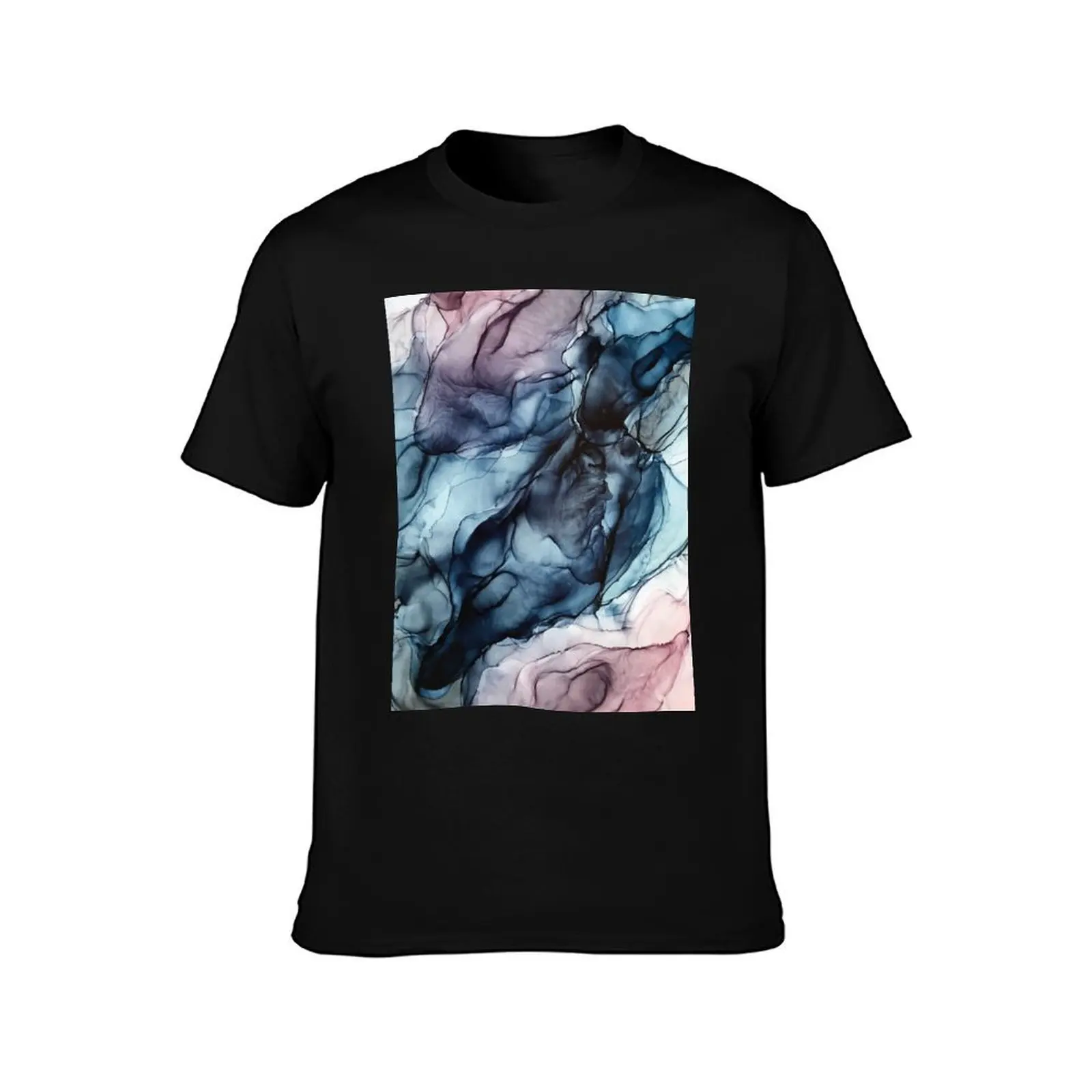Blush and Darkness Abstract Alcohol Ink Painting T-Shirt Holiday All Match T-Shirt
