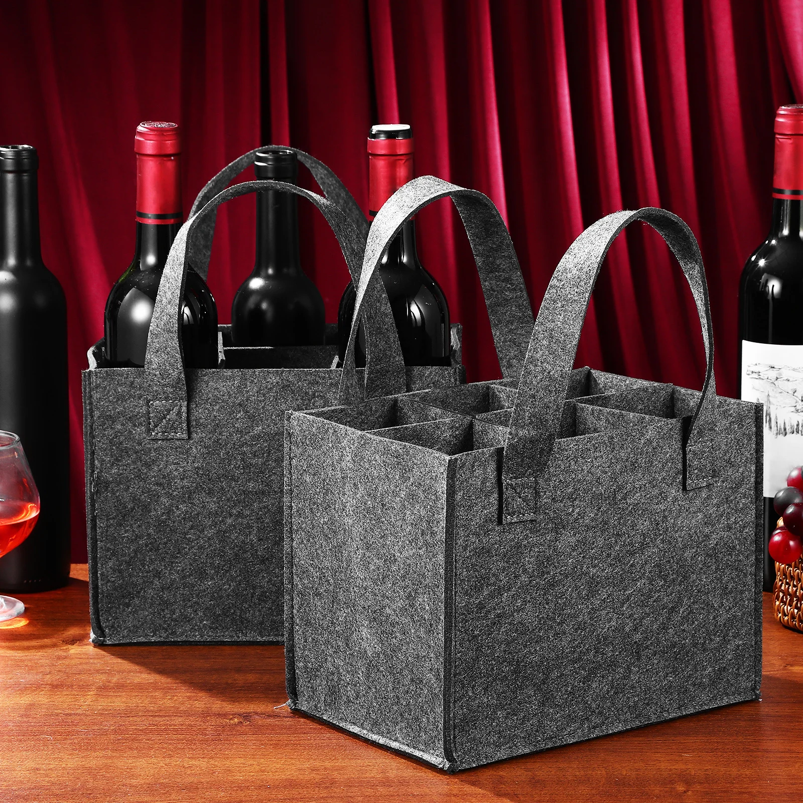 

2Pcs Wine Bottle Storage Bags Premium Portable Red Wine Bottle Tote Bag with Dividers for Party Beer Carrier Beer Carrier