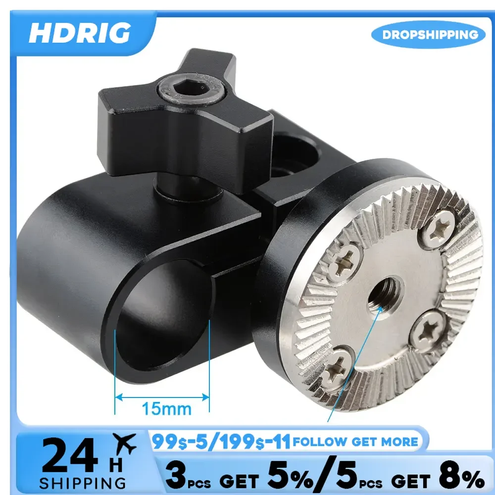 HDRIG 15mm Single Rod Clamp with ARRI Rosette Mount for Handle Shoulder Rig (Black Thumbscrew) For DSLR Camera Cage Handgrip