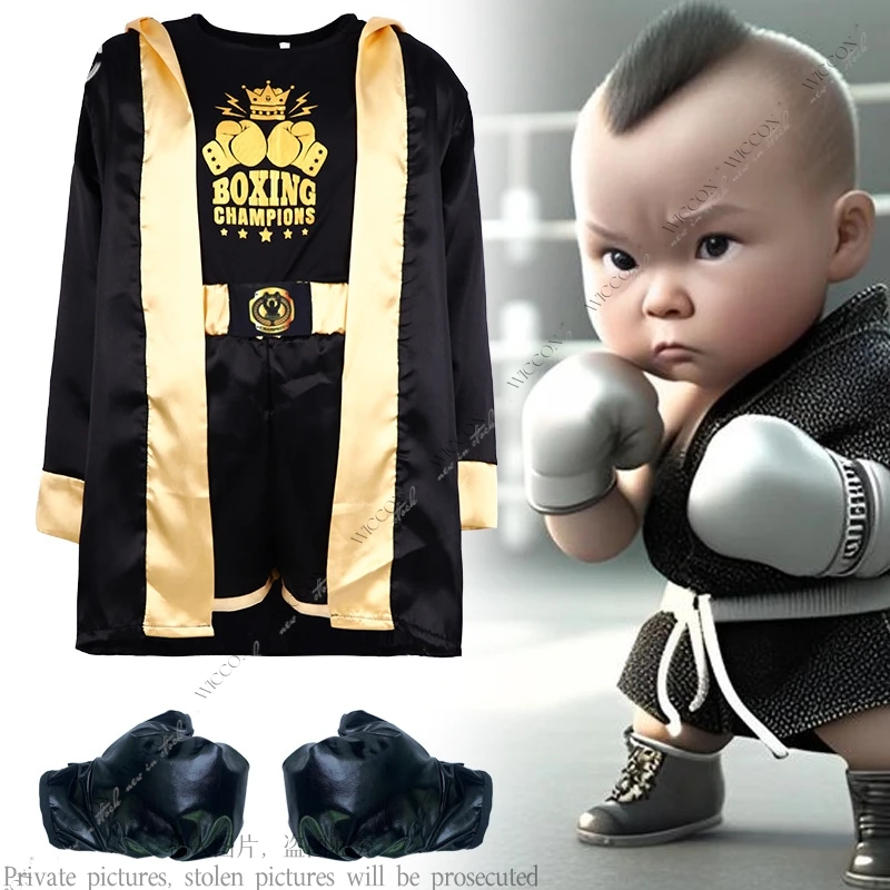 Cosplay Costume Children's Boxing Wear Professional Dress Anime Combat Trainer Trainer Sanda Set Role Play Stage Costume Kid