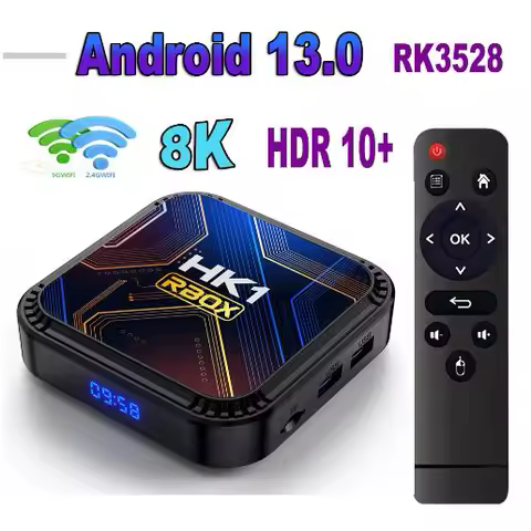 HK1 RBOX K8S RK3528 Android 13.0 OS Quad Core Rockchip 8K Dual Wifi 2.4G 5G BT4.0 Smart TV Box 4GB 64GB 100M LAN Media Player