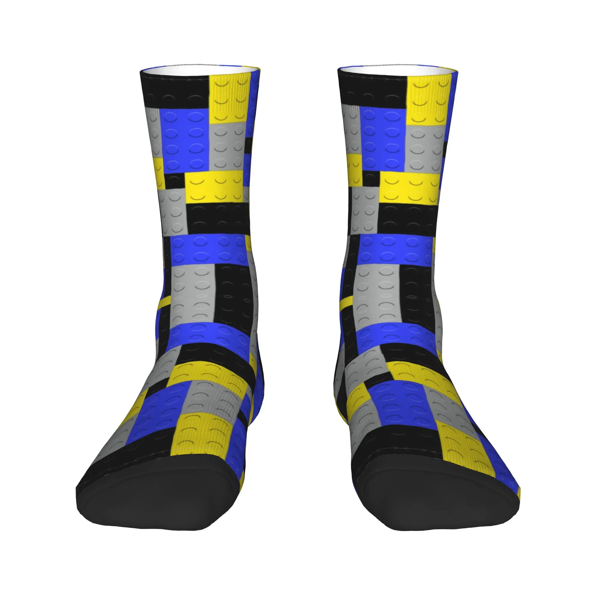 Yellow Gray Blue Black Building Blocks Bricks Master Builder Stockings  Design Fashion Socks Autumn Anti Socks Skateboard Socks