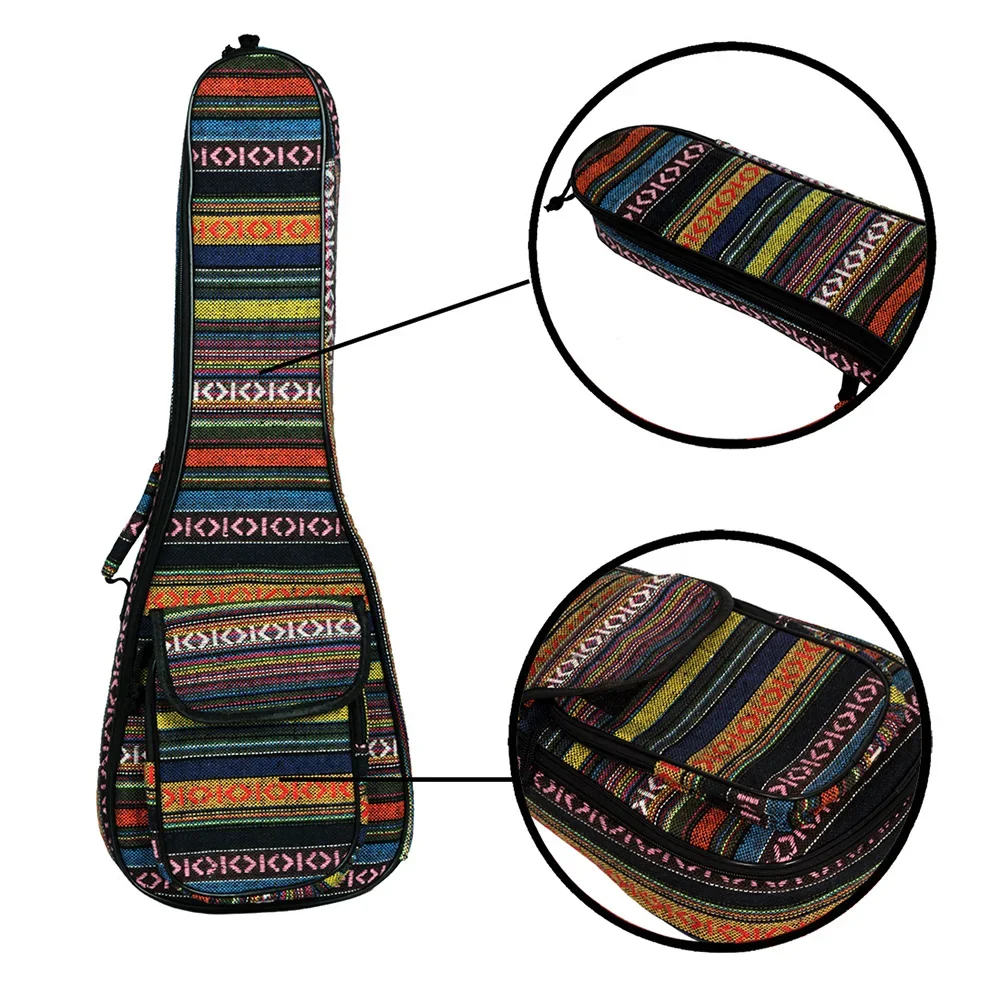 23-Zoll-Ethno-Ukulele-Tasche, tragbar, weiche Tasche, Konzert, Oxford-Stoff, Rucksack, Handtasche, verstellbarer Riemen – Detail 8