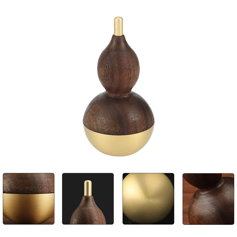 

2pcs Copper Wooden Tumbler Gourd Craft Desktop Ornament Home Decor Artistic Household Adornment Brass Walnut Decorative Craft