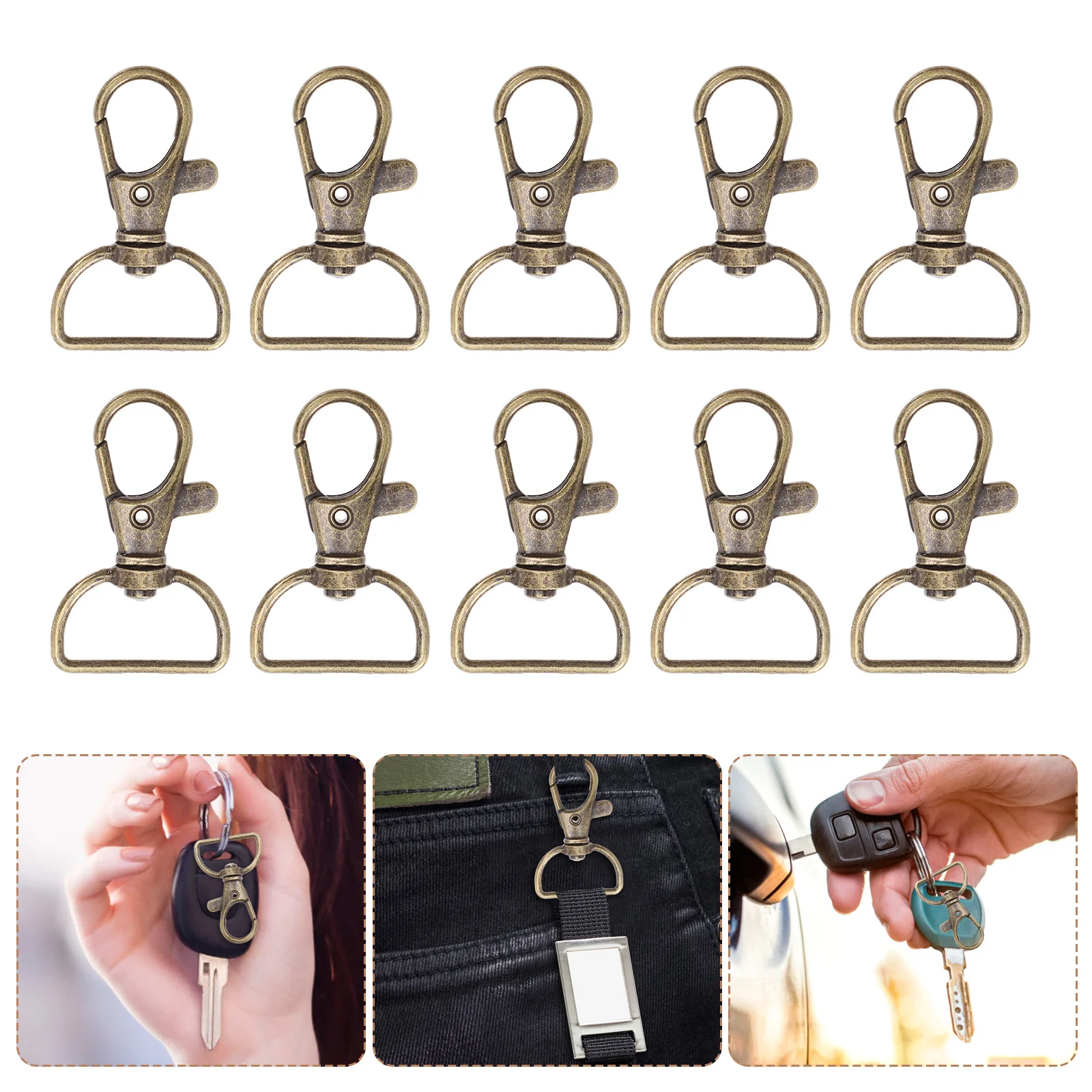 

35pcs Rotating Keychain Lobster Clasp D Ring Swivel Metal Hook For Diy Jewelry Making Repair Pendant Accessories Backpack