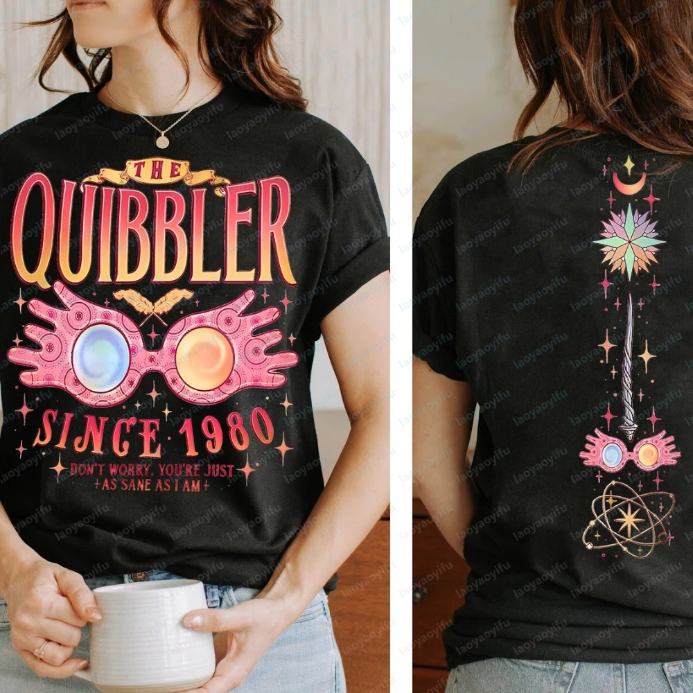 Camiseta Retro de Algodón de Doble Cara con Diseño de Escuela de Magia, 'Tan Lógico como yo', Camiseta de Harry Potter, Camiseta Retro con Varita Mágica, Camiseta para Vacaciones Familiares, Camiseta con Diseño de Cerámica, Tops