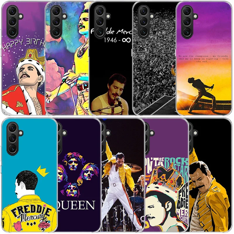 Rock Funky Freddie Mercury Queen Clear Phone For Samsung Galaxy A55 A35 A25 A15 A05S A04S A14 A24 A34 A54 A03S A13 A23 A33 A53 A