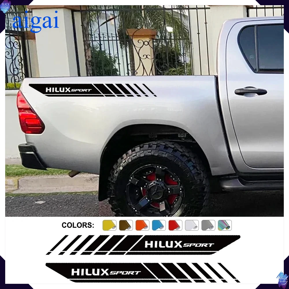 Car Stickers For Toyota Hilux Pickup Rear Trunk Side Decals Truck Graphics Stripes Vinyl Decor Cover Auto Tuning Accessories
