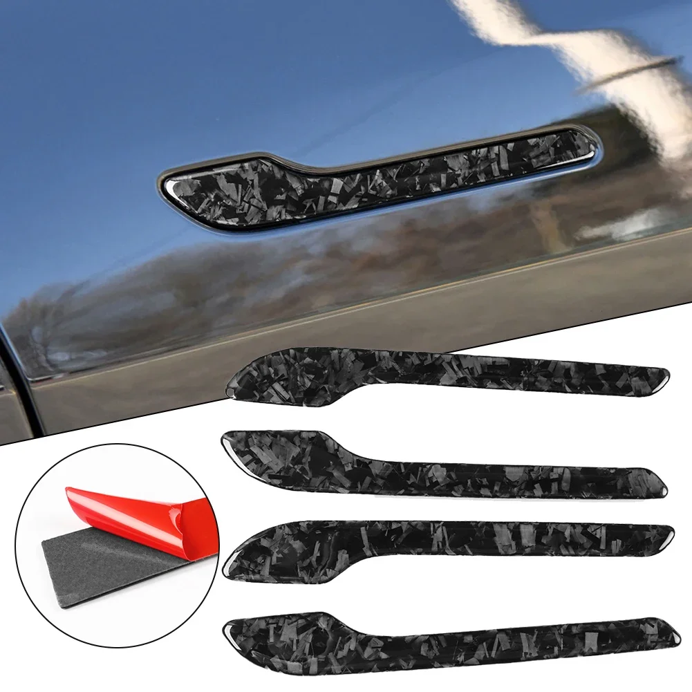 Luxury Exterior Trim Upgrade With For For For Forged Carbon Fiber Door Handle Cover For For For For Tesla Model 3 Model Y