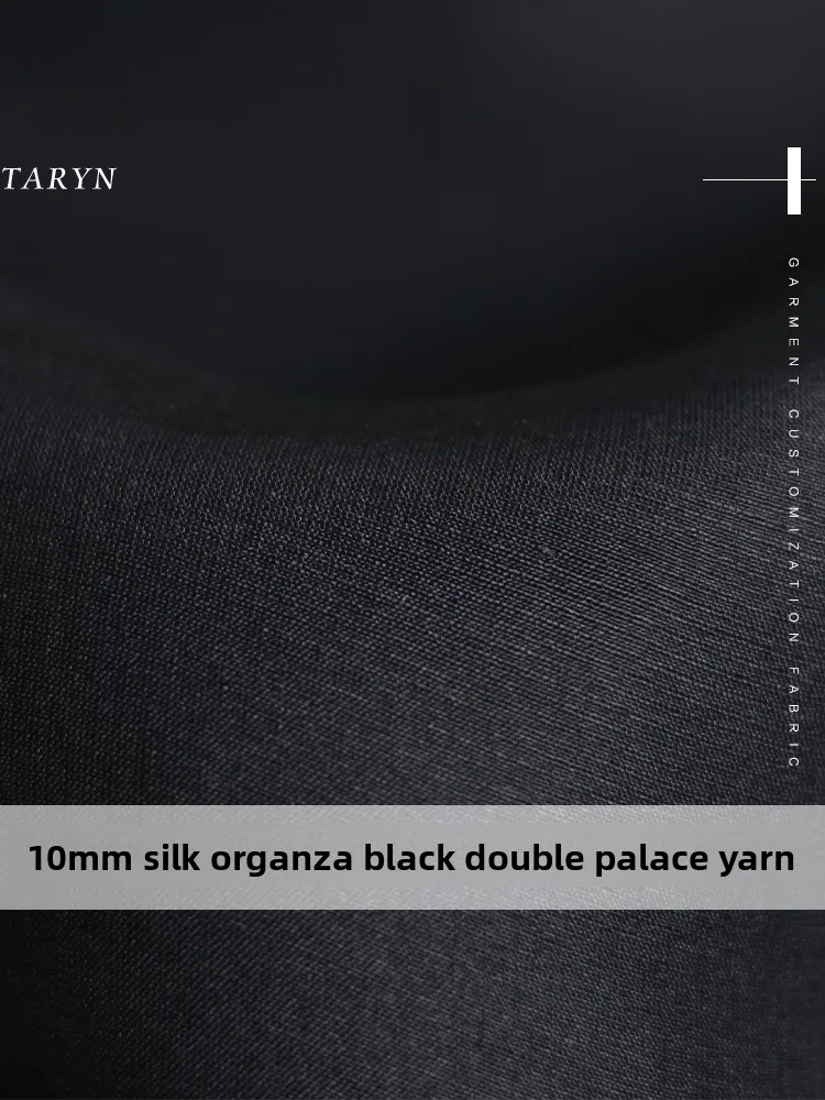 Tela de Seda Organdi Negra Talin de 10 Momme, Doble Seda, para Vestidos, Camisas y Ropa, Estilo Europeo, para Todas las Temporadas