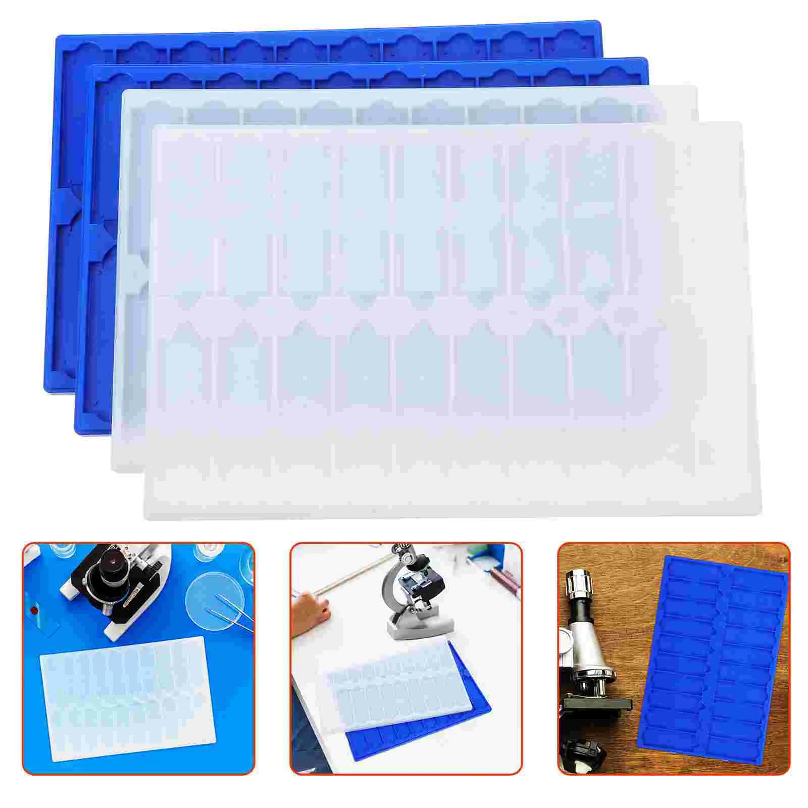 Plaques de stockage de diapositives, 4 pièces, support de diapositives de microscope, plateaux en plastique