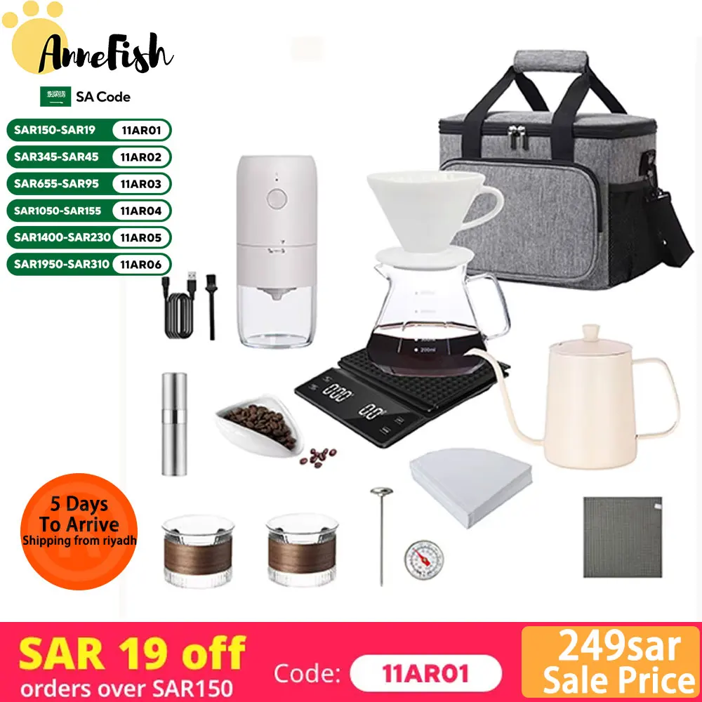 14-Pcs V-type 60° Pour Over Hand Drip Coffee Maker Set Professional  Kit  With Carrying Bag Coffee Scale Coffee Maker Set