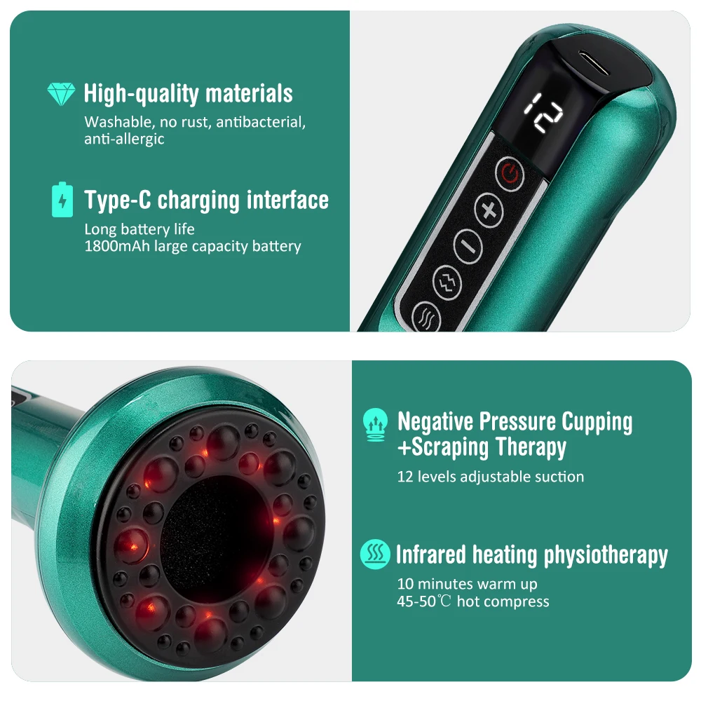 Dispositif intelligent de ventouses sous vide pour Massage corporel, 6/12 niveaux, Anti-Cellulite, canettes chauffantes pour le dos, Guasha, épouvantail méridien chinois