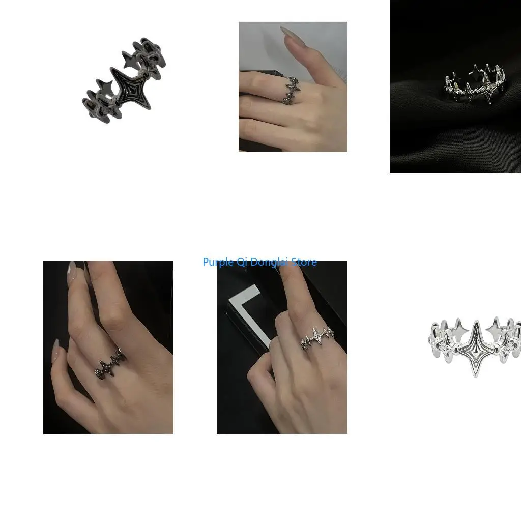 L21E Sturdy Alloy Star Rings with Adjustable for Long Time Wear in All Conditions