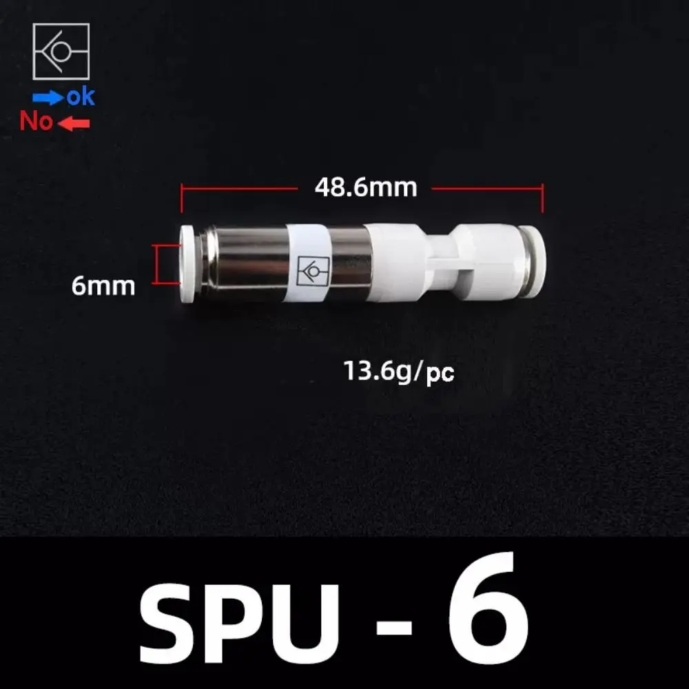 SPV SPU Pneumatic Pipe Control Valve Non-Reversing 4mm 6mm 8mm One-way Valve Quick Plug One Way Pneumatic Pipe Connector