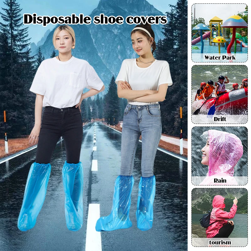 

10 Pair Disposable Overshoes Rain Waterproof Shoe Covers Boot Cover Protector Drifting Cycling Rain-proof Outdoor Shoe Covers