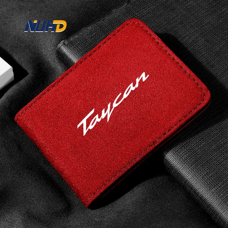 Suede Car Driving License Case ID Bank Card Credit Holder Cover For Taycan GTS 991 992 995 981 987 981 944 997 958 918 917 996